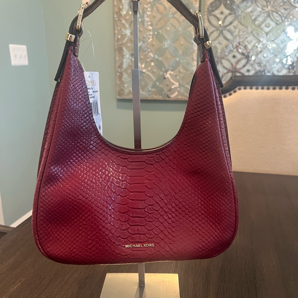 NWT Michael Kors Nolita Small Embossed Leather Hobo Shoulder Bag - Picture 2 of 10